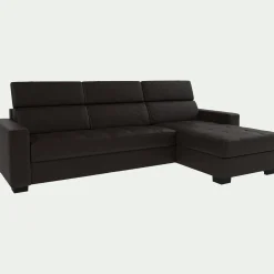 alinea Canapé En Cuir|Canapé Convertible*Canapé d'angle convertible en cuir avec accoudoirs 20cm - Marron