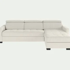 alinea Canapé En Cuir|Canapé 3 Places*Canapé d'angle convertible en cuir avec accoudoirs 15cm - Blanc