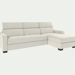 alinea Canapé En Cuir|Canapé 3 Places*Canapé d'angle convertible en cuir avec accoudoirs 15cm - Blanc