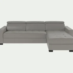 alinea Canapé En Cuir|Canapé Convertible*Canapé d'angle convertible en cuir avec accoudoirs 20cm - Gris borie
