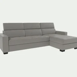 alinea Canapé En Cuir|Canapé Convertible*Canapé d'angle convertible en cuir avec accoudoirs 20cm - Gris borie