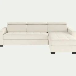 alinea Canapé En Cuir|Canapé 3 Places*Canapé d'angle convertible en cuir avec accoudoirs 20cm - Blanc