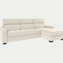 alinea Canapé En Cuir|Canapé 3 Places*Canapé d'angle convertible en cuir avec accoudoirs 20cm - Blanc