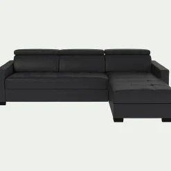 alinea Canapé En Cuir|Canapé Convertible*Canapé d'angle convertible en cuir avec accoudoirs 15cm - brun terre ombre Terre d'ombre