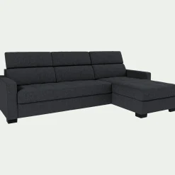 alinea Canapé 3 Places|Canapé Convertible*Canapé d'angle convertible en pop avec matelas Bultex et accoudoirs 15cm - anthracite Gris