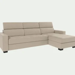 alinea Canapé En Cuir|Canapé 3 Places*Canapé d'angle convertible en cuir avec accoudoirs 20cm - Beige