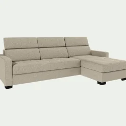 alinea Canapé 3 Places|Canapé Convertible*Canapé d'angle convertible en tissu pop avec accoudoirs 15cm - Beige