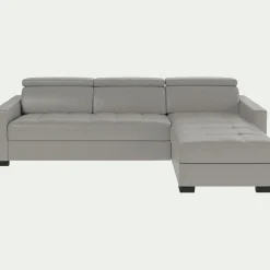alinea Canapé En Cuir|Canapé 3 Places*Canapé d'angle convertible en cuir avec accoudoirs 15cm - borie Gris