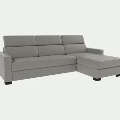 alinea Canapé En Cuir|Canapé 3 Places*Canapé d'angle convertible en cuir avec accoudoirs 15cm - borie Gris