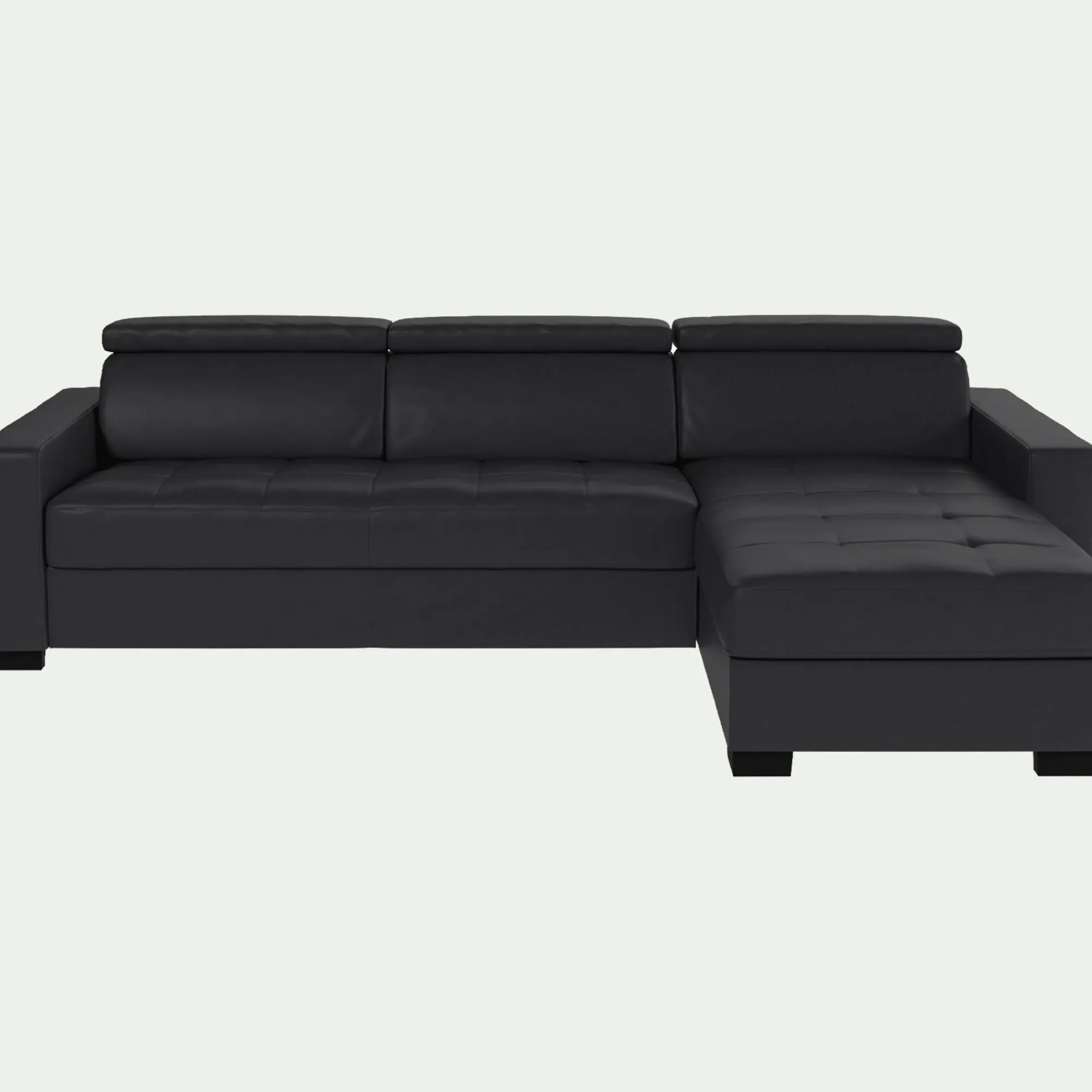 alinea Canapé En Cuir|Canapé Convertible*Canapé d'angle convertible en cuir avec accoudoirs 20cm - brun terre ombre Terre d'ombre