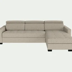 alinea Canapé 3 Places|Canapé Convertible*Canapé d'angle droit convertible avec matelas Bultex en tissu pop avec accoudoirs 15cm - Beige