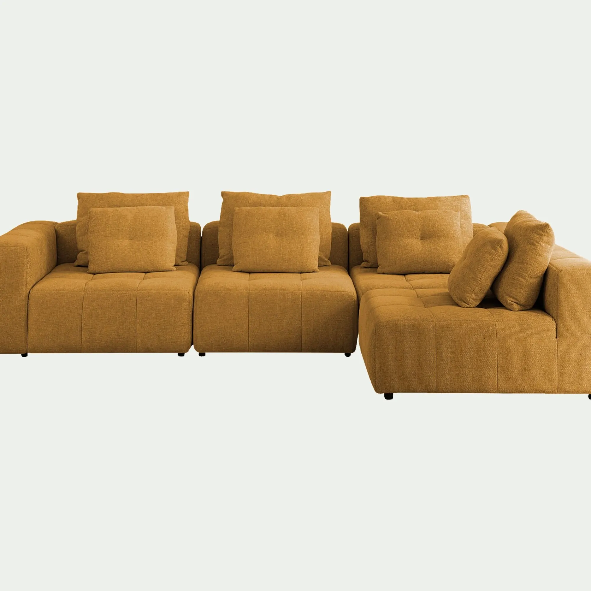 alinea Canapé 4 Places|Canapé Modulable*Canapé d'angle droit en tissu Benjo - argan Jaune