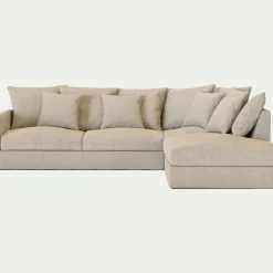 alinea Canapé En Lin|Canapé En Tissu*Canapé d'angle fixe droit en tissu - s alpilles Beige
