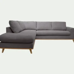 alinea Canapé D'Angle|Canapé 5 Places*Canapé d'angle gauche convertible en tissu Crown - restanque Gris