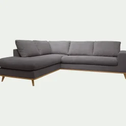 alinea Canapé D'Angle|Canapé 5 Places*Canapé d'angle gauche convertible en tissu Crown - restanque Gris