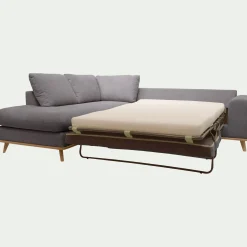 alinea Canapé D'Angle|Canapé 5 Places*Canapé d'angle gauche convertible en tissu Crown - restanque Gris