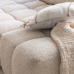alinea Canapé En Tissu|Canapé 5 Places*Canapé d'angle modulable avec chauffeuse et pouf en tissu campo- Beige