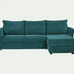 alinea Canapé 3 Places|Canapé Convertible*Canapé d'angle réversible convertible en tissu avec matelas densité 35kg/m3 - Bleu