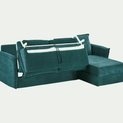 alinea Canapé 3 Places|Canapé Convertible*Canapé d'angle réversible convertible en tissu avec matelas densité 35kg/m3 - Bleu