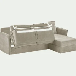 alinea Canapé 3 Places|Canapé Convertible*Canapé d'angle réversible convertible en tissu avec matelas densité 25kg/m3 - roucas Beige