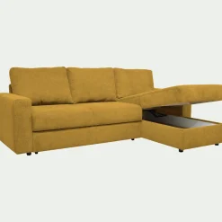alinea Canapé En Tissu|Canapé 4 Places*Canapé d'angle réversible convertible en tissu tramé - argan Jaune