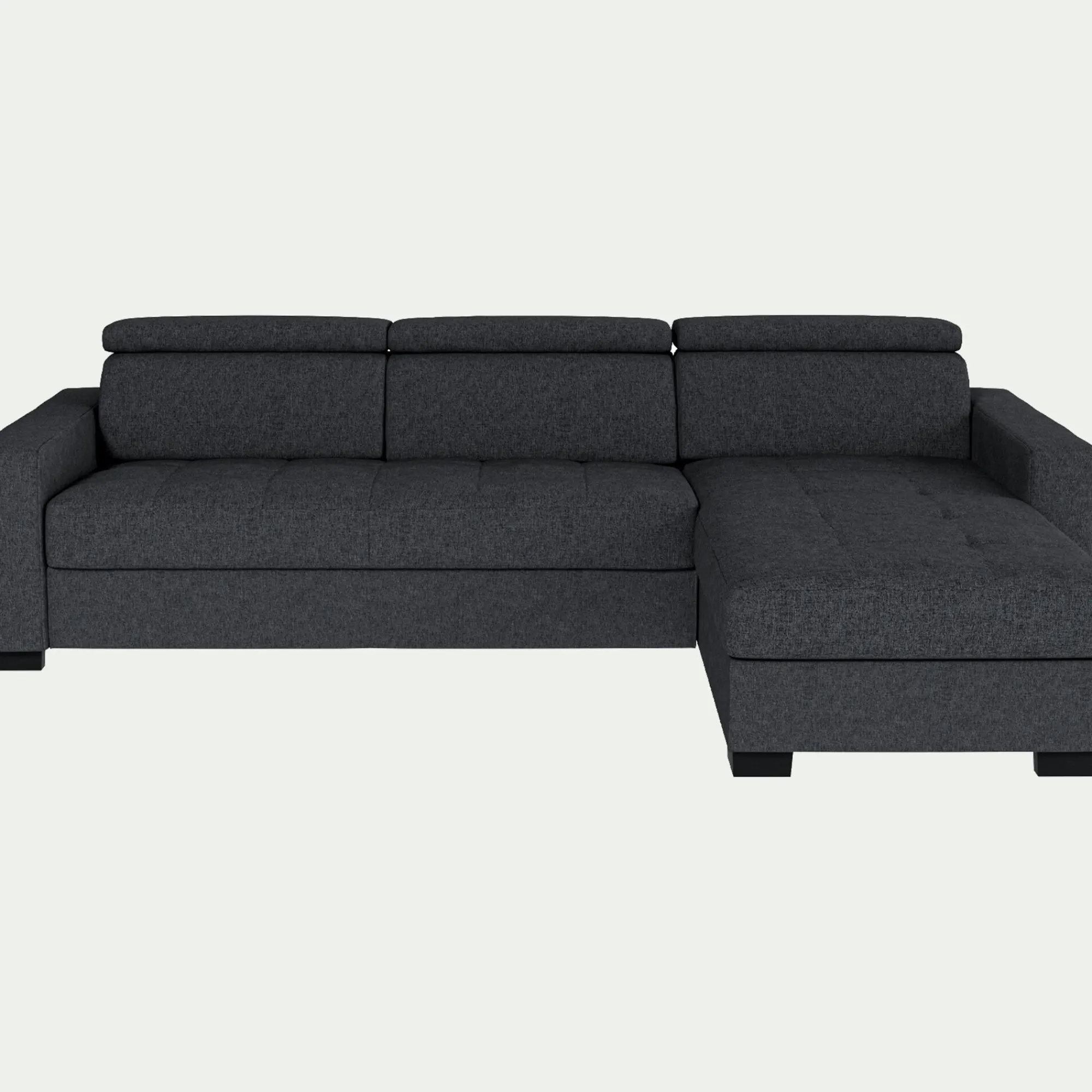 alinea Canapé 3 Places|Canapé D'Angle*Canapé d'angle réversible fixe en tissu pop avec accoudoirs 20cm - anthracite Gris