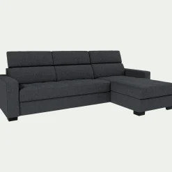 alinea Canapé 3 Places|Canapé D'Angle*Canapé d'angle réversible fixe en tissu pop avec accoudoirs 20cm - anthracite Gris