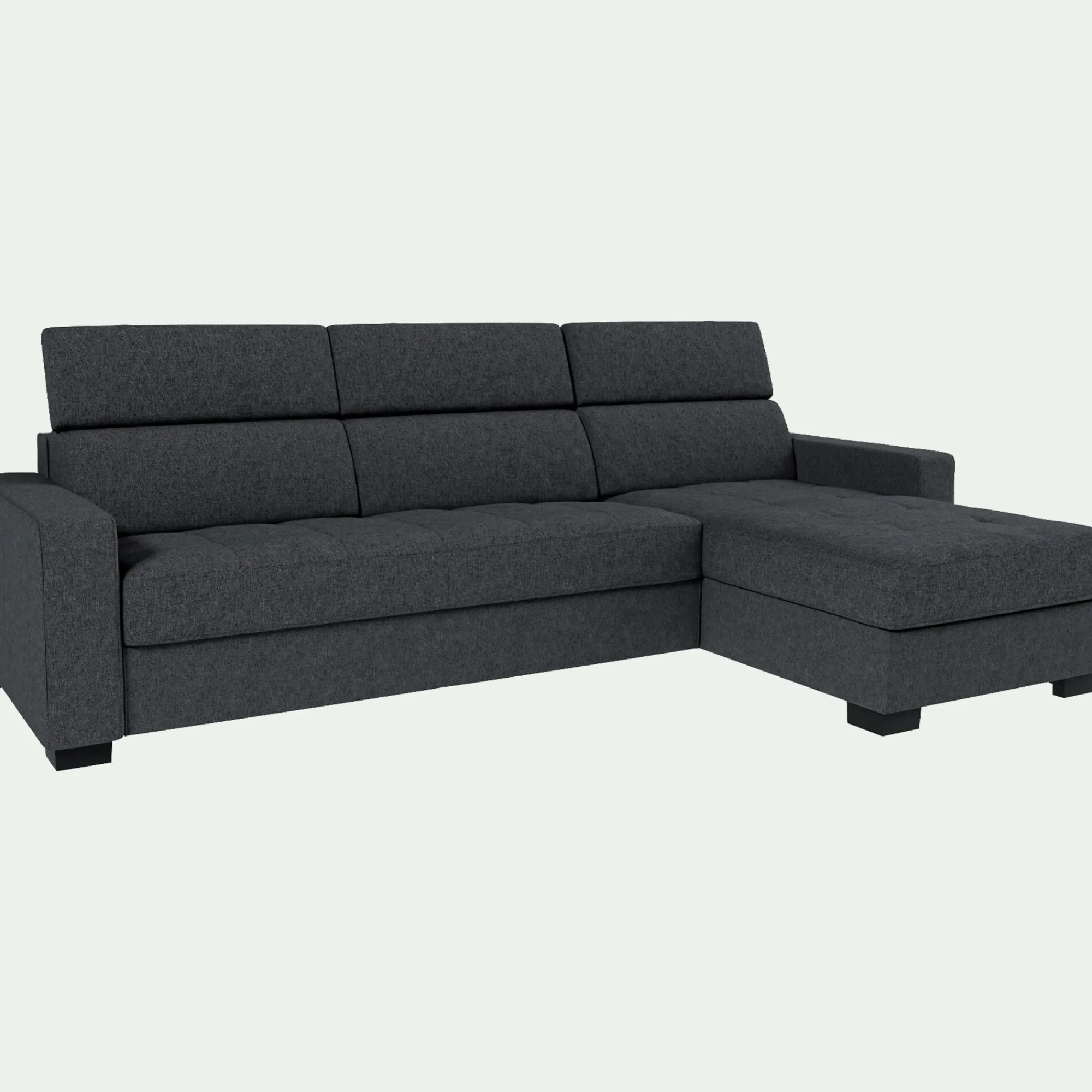 alinea Canapé 3 Places|Canapé D'Angle*Canapé d'angle réversible fixe en tissu pop avec accoudoirs 20cm - anthracite Gris