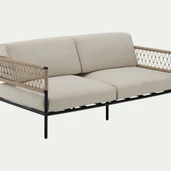 alinea Canapé Extérieur*Canapé de jardin en acier et corde - (2 places) Beige
