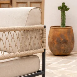 alinea Canapé Extérieur*Canapé de jardin en acier et corde - (2 places) Beige