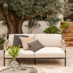 alinea Canapé Extérieur*Canapé de jardin en acier et corde - (2 places) Beige