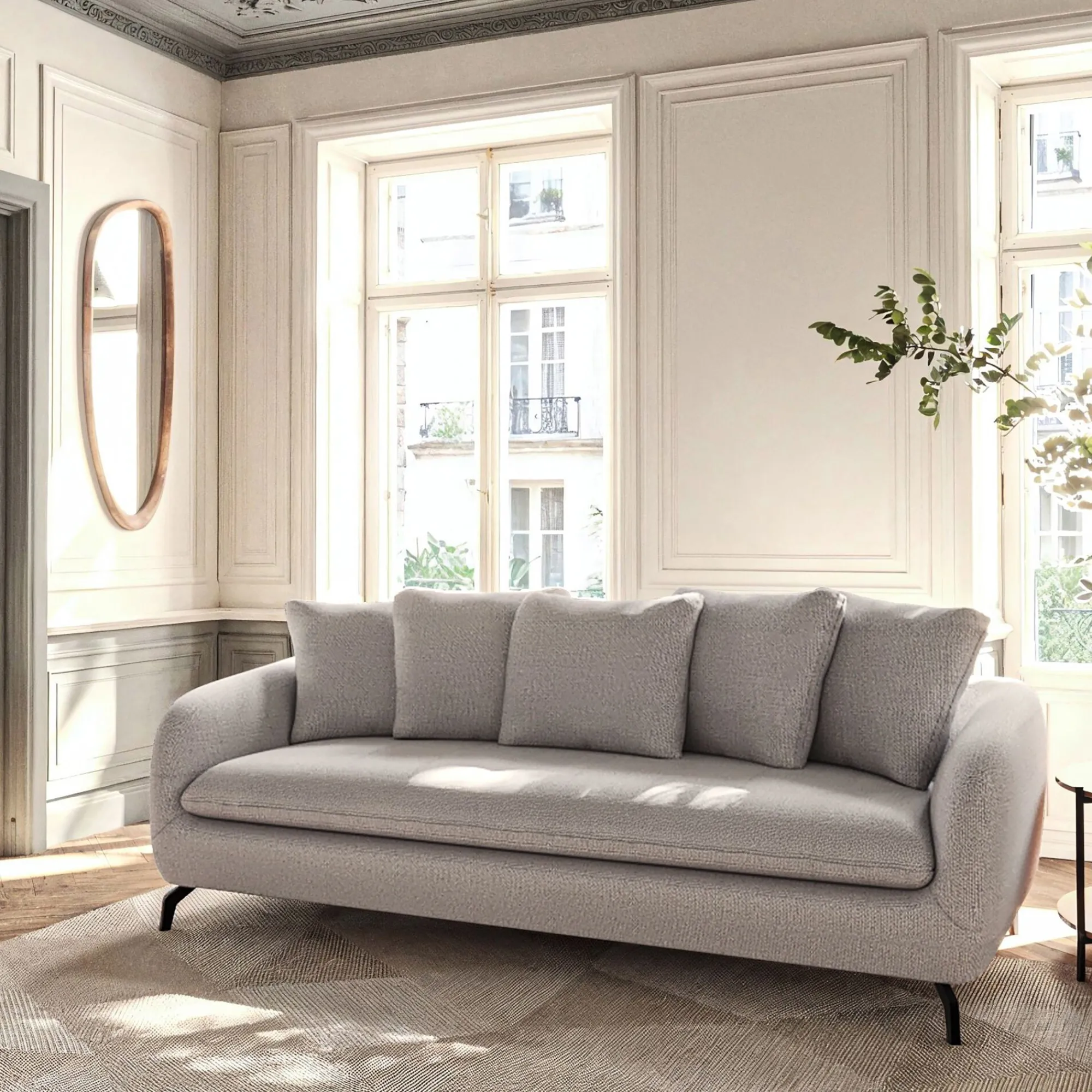 alinea Canapé 3 Places*Canapé fixe 3 places en tissu tramé - roucas Beige