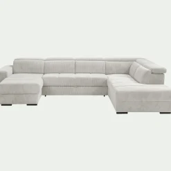 alinea Canapé En Velours|Canapé 6 Places Et Plus*Canapé panoramique convertible avec méridienne droite en tissu castello - roucas Beige