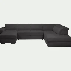 alinea Canapé 6 Places Et Plus|Canapé 5 Places*Canapé panoramique convertible avec méridienne gauche en tissu doux - Gris ardoise