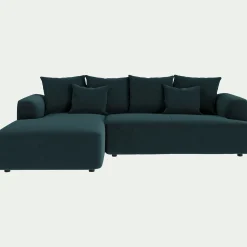 alinea Canapé D'Angle|Canapé En Tissu*Canapé petit angle gauche fixe en tissu velours - foncé Bleu