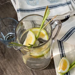 alinea Pichet, Bouteille En Verre Et Carafe*Carafe avec anse en verre bullé 1,1L - Transparent