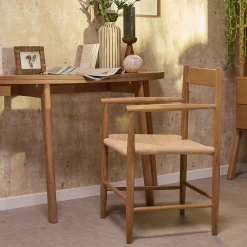 alinea Chaise De Salle À Manger*Chaise avec accoudoirs en bois de chêne - Naturel