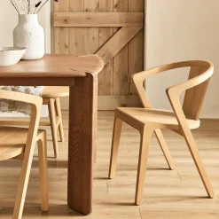 alinea Chaise De Salle À Manger*Chaise avec accoudoirs en bois d'acajou - Bois clair
