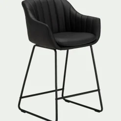 alinea Tabouret Haut De Bar*Chaise de bar avec accoudoirs en polyuréthane - Noir