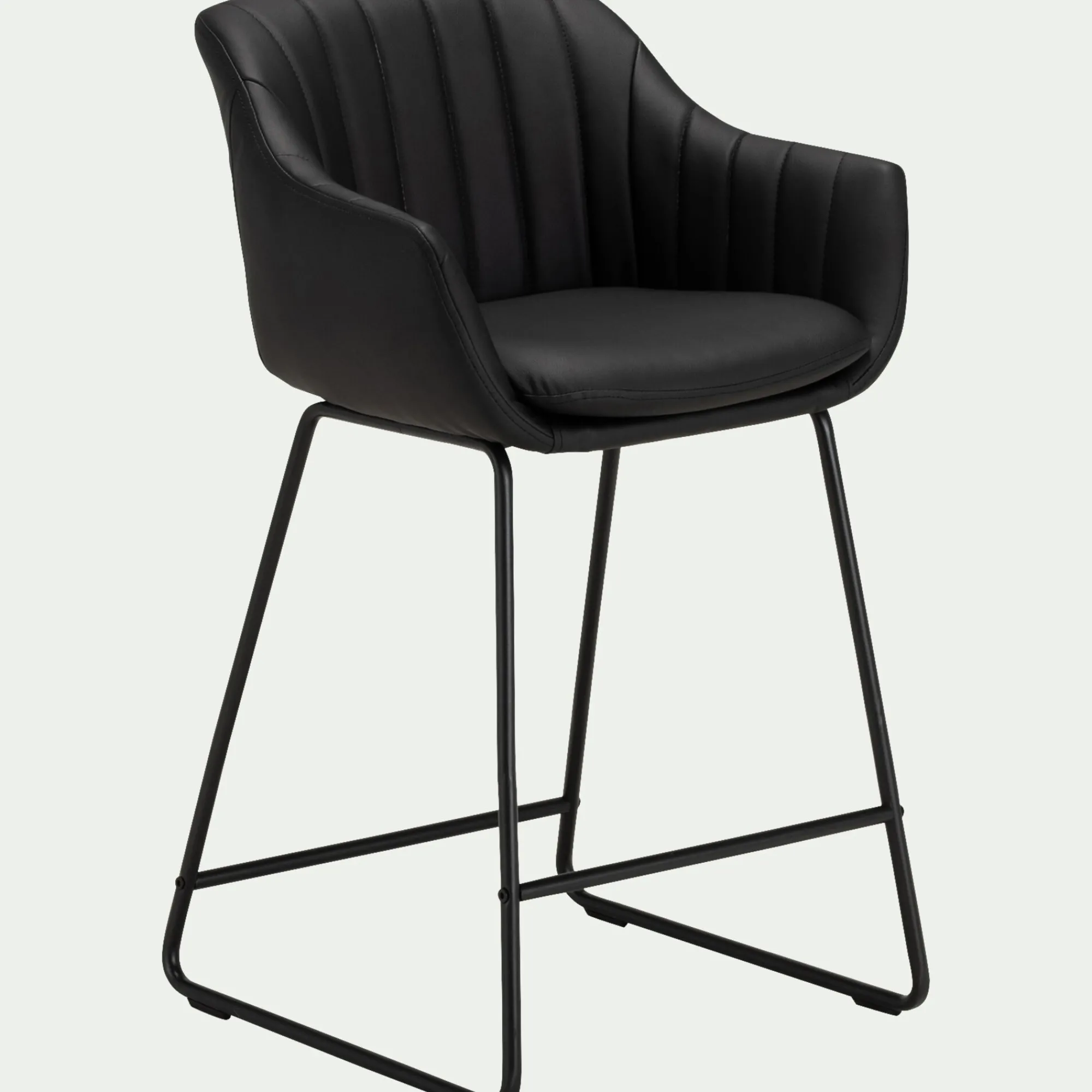 alinea Tabouret Haut De Bar*Chaise de bar avec accoudoirs en polyuréthane - Noir