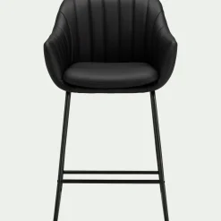 alinea Tabouret Haut De Bar*Chaise de bar avec accoudoirs en polyuréthane - Noir