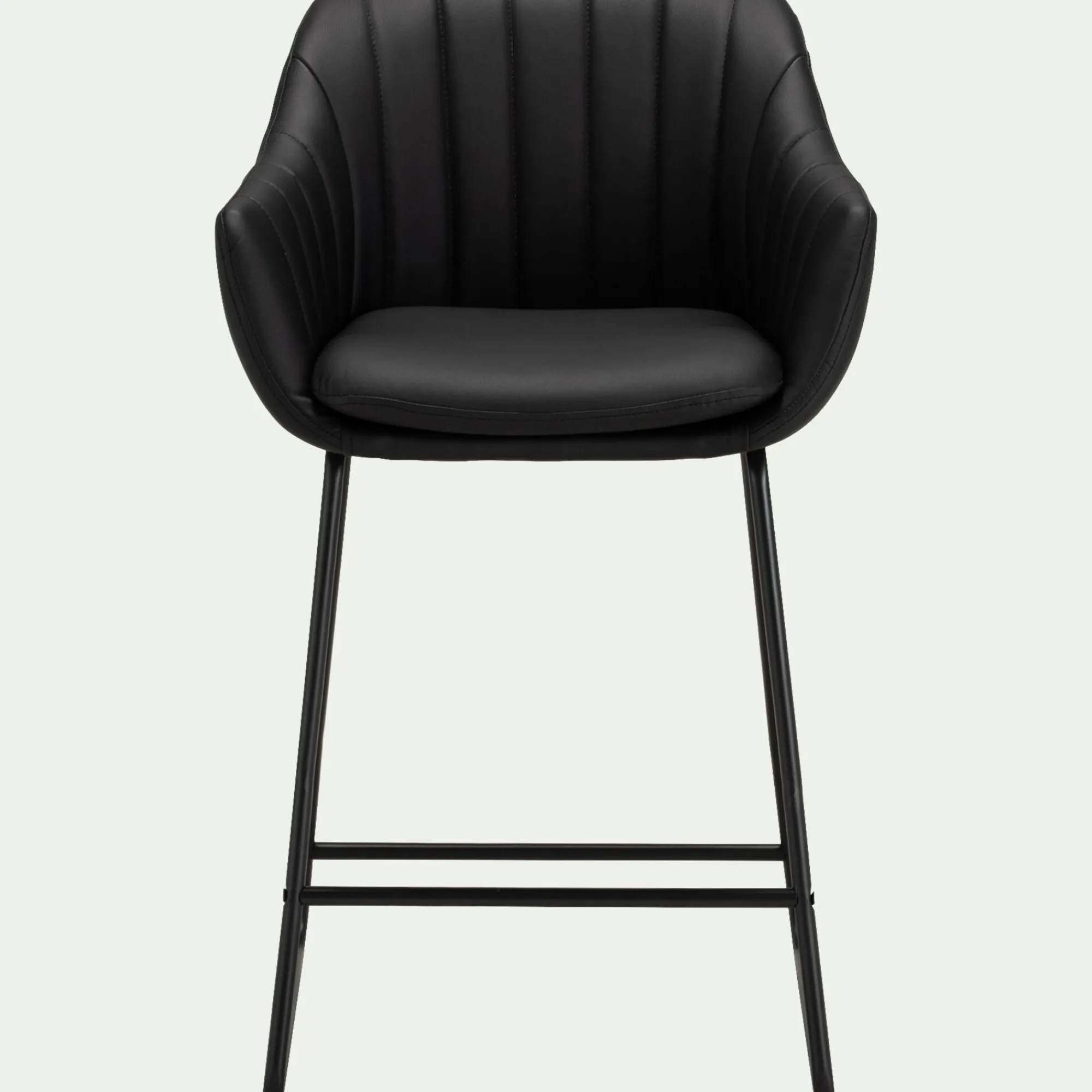 alinea Tabouret Haut De Bar*Chaise de bar avec accoudoirs en polyuréthane - Noir