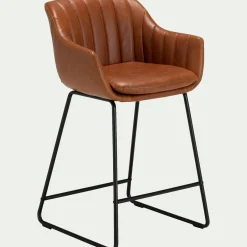 alinea Tabouret Haut De Bar*Chaise de bar avec accoudoirs en polyuréthane - Marron