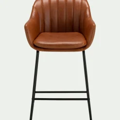 alinea Tabouret Haut De Bar*Chaise de bar avec accoudoirs en polyuréthane - Marron