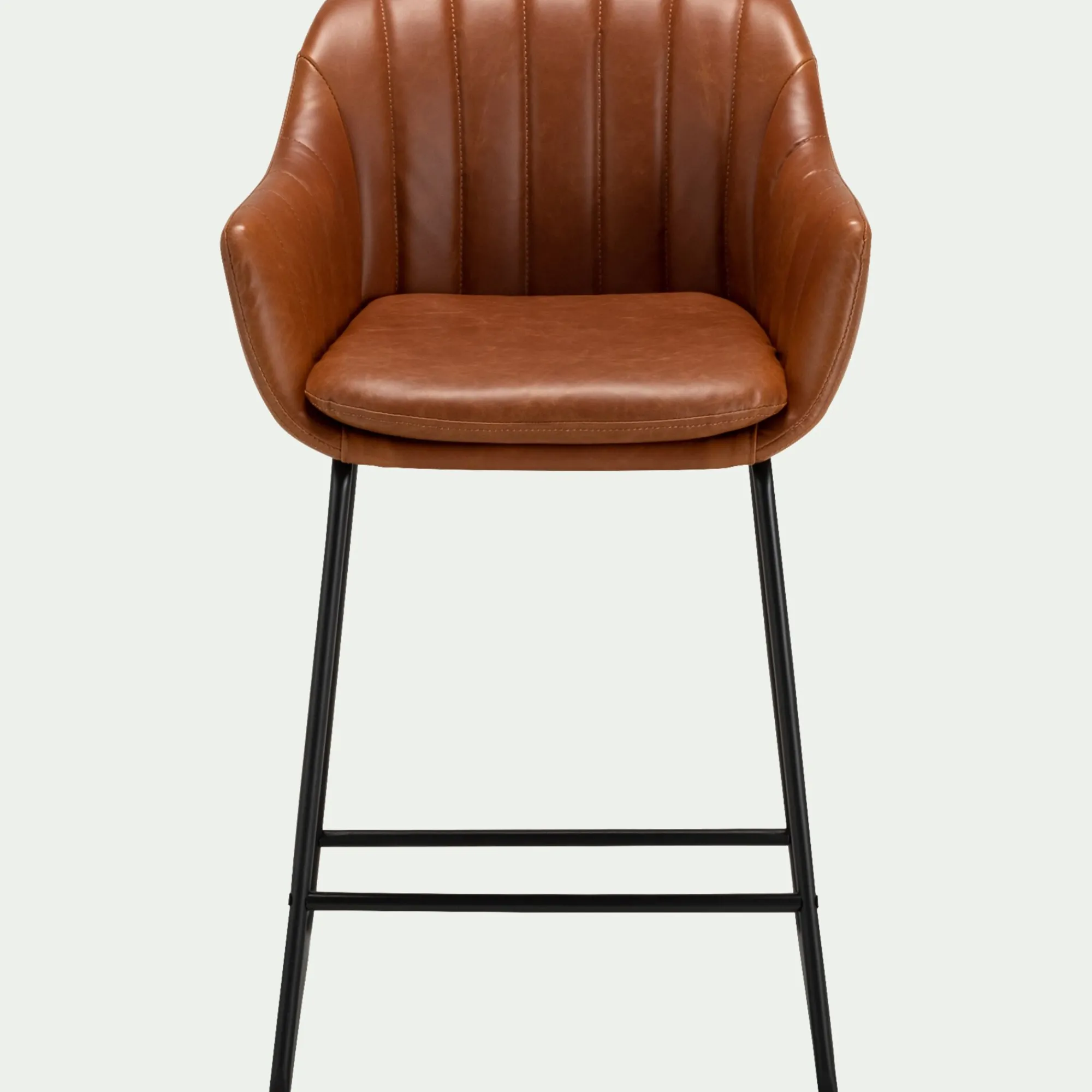 alinea Tabouret Haut De Bar*Chaise de bar avec accoudoirs en polyuréthane - Marron