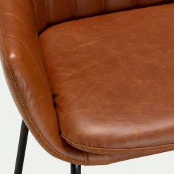 alinea Tabouret Haut De Bar*Chaise de bar avec accoudoirs en polyuréthane - Marron