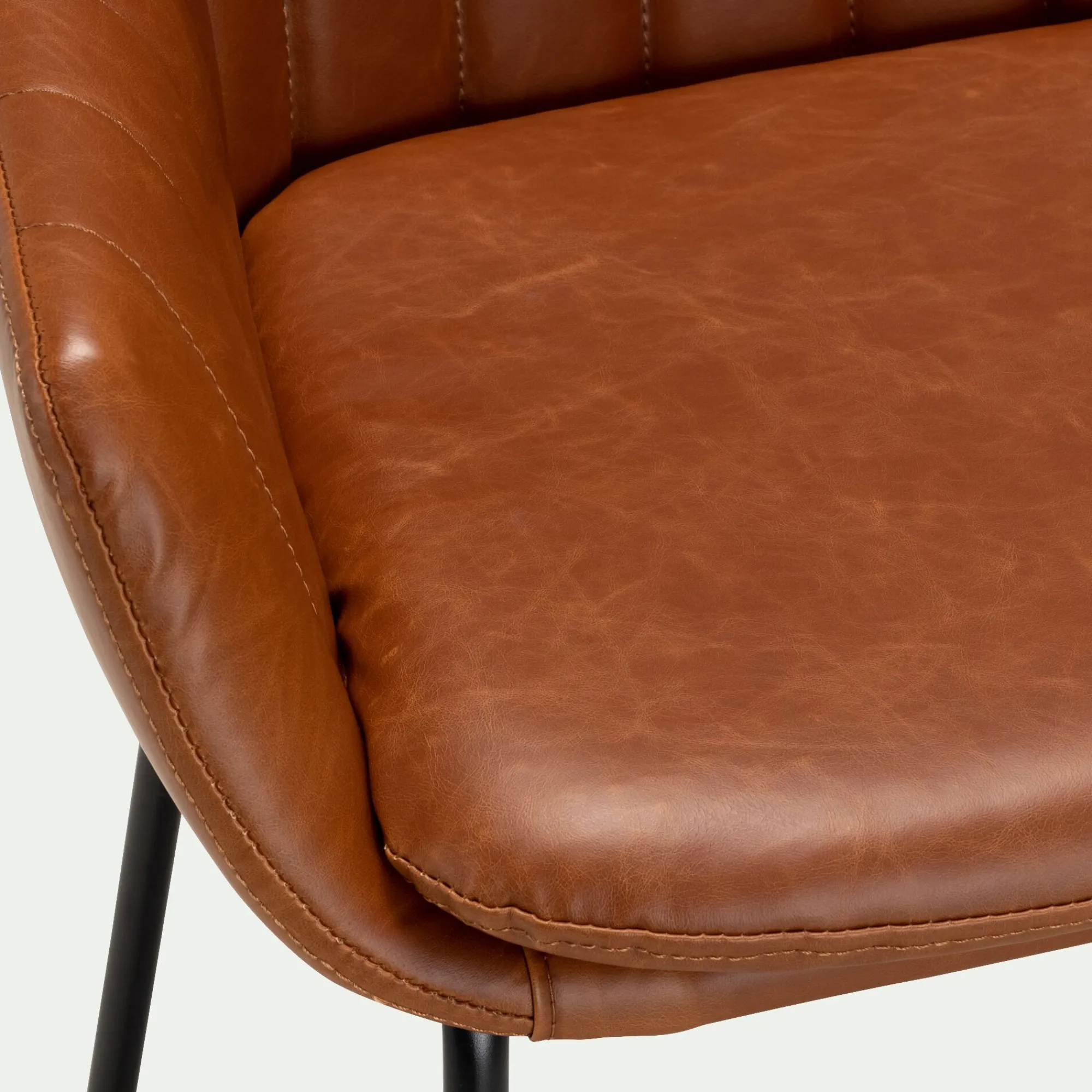 alinea Tabouret Haut De Bar*Chaise de bar avec accoudoirs en polyuréthane - Marron