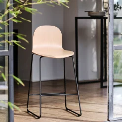 alinea Tabouret Haut De Bar*Chaise de bar avec coque en contreplaqué moulé de hêtre - bois clair H66cm Naturelle