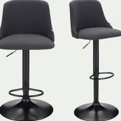 alinea Tabouret Haut De Bar*Chaise de bar en acier et tissu H63,5cm - Gris