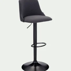 alinea Tabouret Haut De Bar*Chaise de bar en acier et tissu H63,5cm - Gris